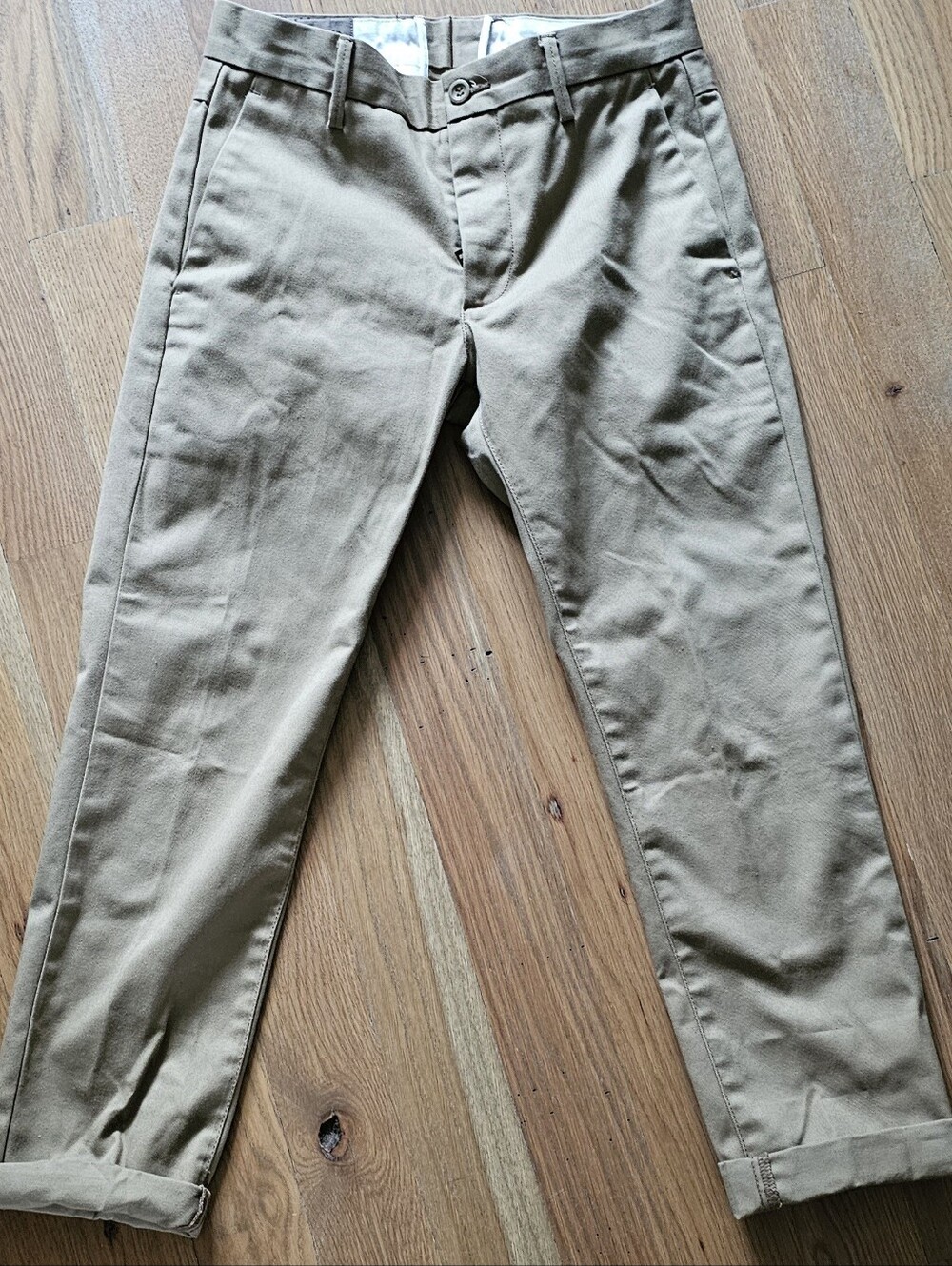 Levi's Strauss & Co Pleated Khaki Chino Trousers Cuffed Hem W30 L30